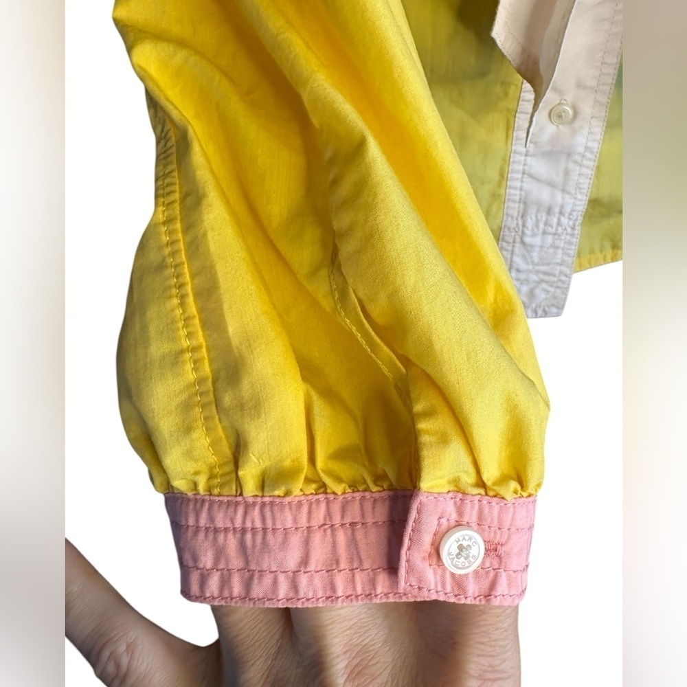 Marc by Marc Jacobs woman’s longsleeve yellow pink 70% cotton shirt sz 4 - Picture 5 of 10